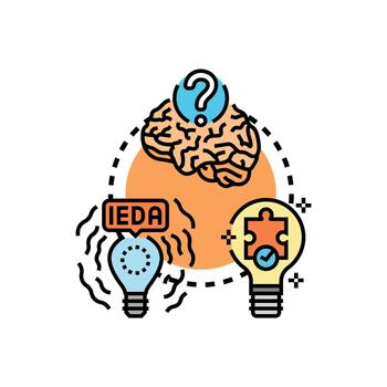 Developing bright idea finding solution concept vector
