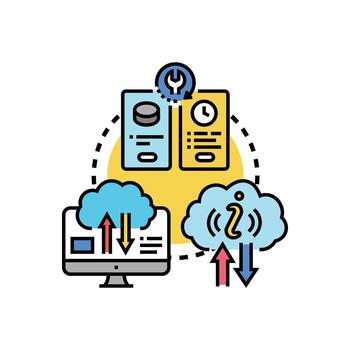 Automatic cloud backup data synchronization process vector
