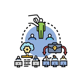Reverse structured collaboration working process concept vector