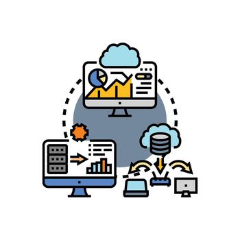 infraestructura operaciones tableros mostrando nube informática datos vector