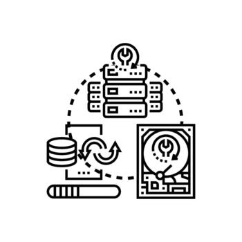 Data collection processing setup and management concept vector