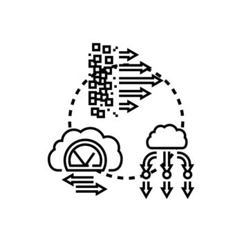 Network traffic flow processing data exchange concept vector