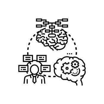 Mental visualization process developing human brain creativity vector