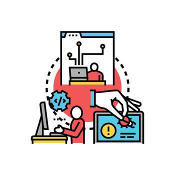 Programmer fixing and optimizing code defects concept vector