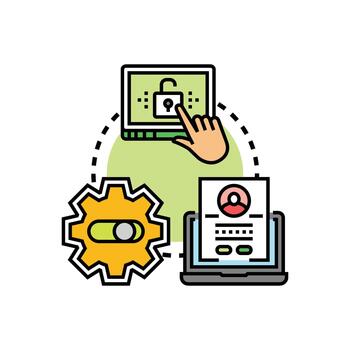 First time user setup process concept vector