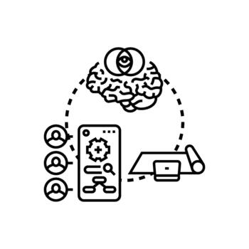Focused study session mind process concept vector
