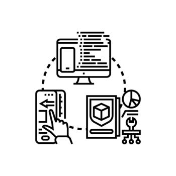 Visual app creation developing mobile software process vector
