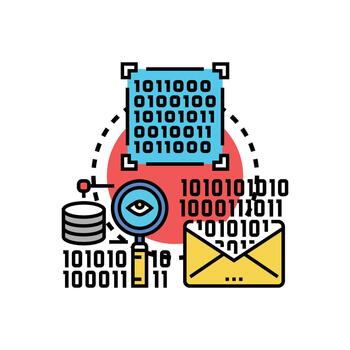Binary code process managing digital information data vector