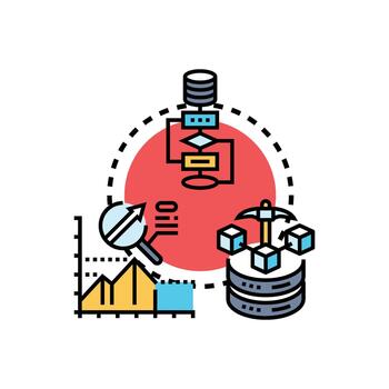 Analytics data mining research processing strategy icon vector