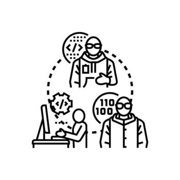 Developers coding compiling and programming software vector