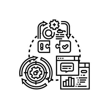 Unclear process diagram visualizing complex problem solving vector