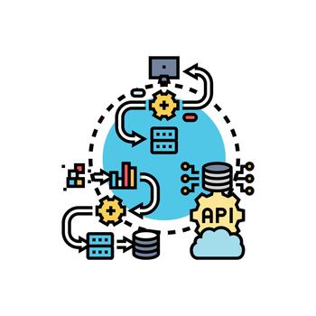 Open source software library abstract concept developing vector