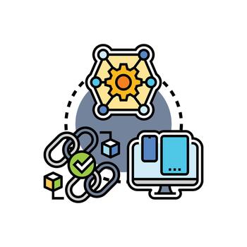 Interchangeable module framework concept with connected components vector