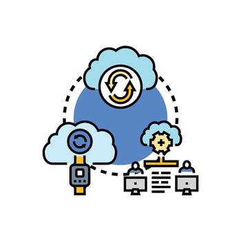 nube datos sincronización Procesando Entre dispositivos concepto vector