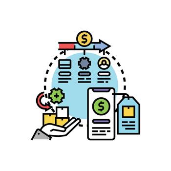 consumidor comercio actas proceso con digital elementos vector