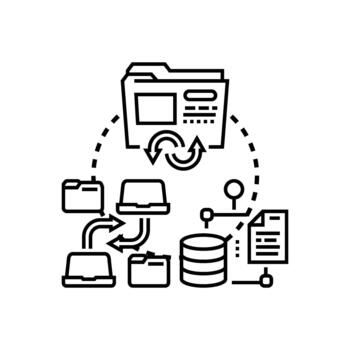 Document converting system with data processing workflow icon vector