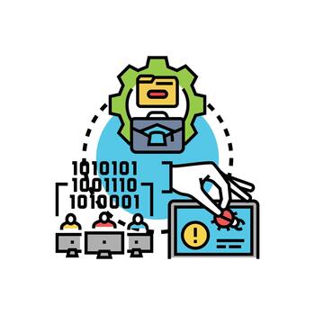 Software defect management system managing programming errors and code bugs vector