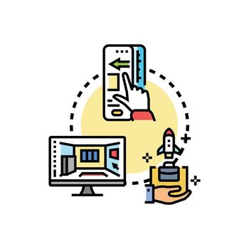 Visual app builder developing mobile software interface rapidly vector