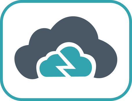 nube informática error relámpago plano icono vector