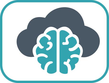 Cloud computing artificial intelligence flat icon vector