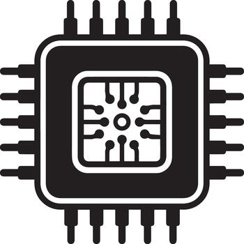 Computer Microprocessor CPU Chip Icon vector