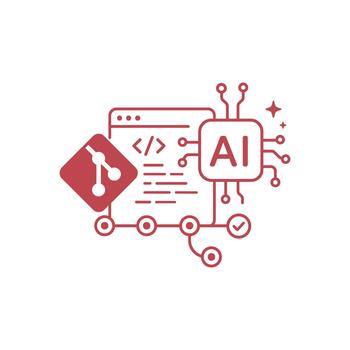 Artificial Intelligence Coding and Git Integration Concept vector