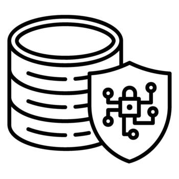 Encrypted database icon for data security vector
