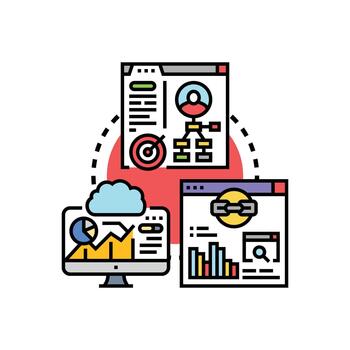 tablero analítica concepto visualizante datos administración vector