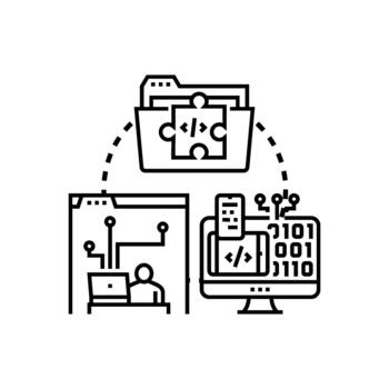 gratis software fuente código archivo concepto desarrollando sistema vector