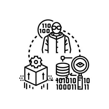 Software engineering concept with developer coding data vector