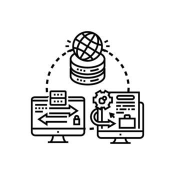 Data integration between systems computer network concept vector