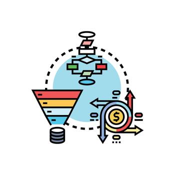 User flow visualization outlining conversion optimization process vector