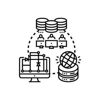 informática sistema elementos ilustrando red y datos Procesando vector