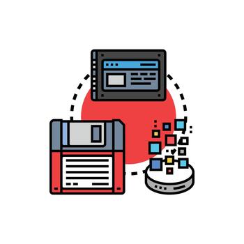 computadora memoria evolución y digital datos almacenamiento concepto vector