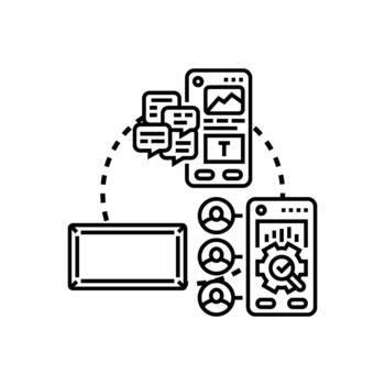 Mobile application design and development process vector