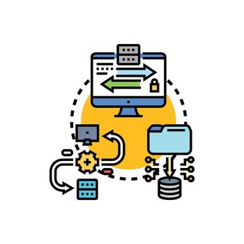 interrelacionado servidor base de datos sistema concepto ilustración vector