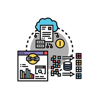 Outbreak spread analysis data processing concept vector