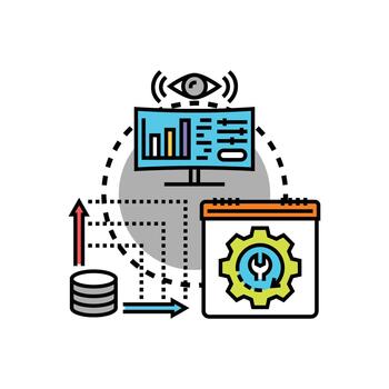 Monitoring data performance and system optimization concept vector