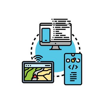 móvil dispositivo operando sistema desarrollando aplicaciones concepto vector