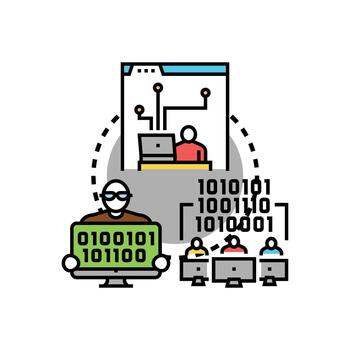 software descifrador desarrollando digital programa y trabajando con equipo vector