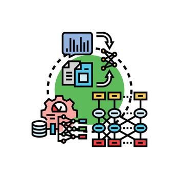 Generative neural autoencoder processing data illustration vector