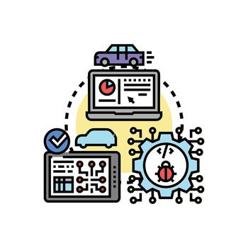 software pruebas reflejando específico desarrollo ambientes concepto vector