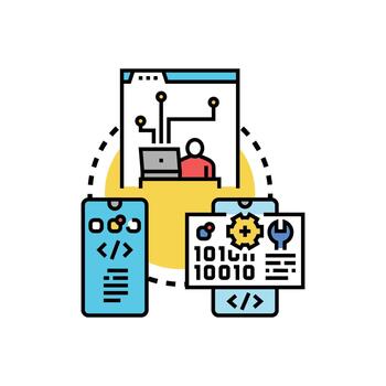 desarrollando software solicitud y Proporcionar técnico apoyo servicios vector