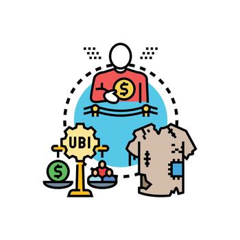 Charitable giving supporting universal basic income and basic needs vector