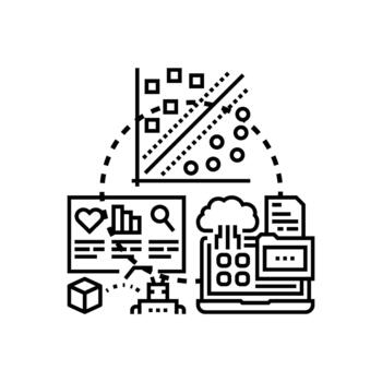 Threat intelligence analysis process with data visualization vector