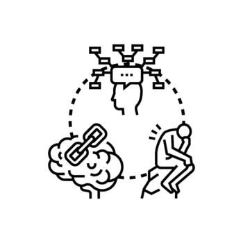 Rational thinking process developing logical problem solving vector