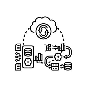 interconectado datos infraestructura y información Procesando concepto vector