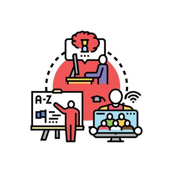 Classroom learning tutorial concept developing online education vector