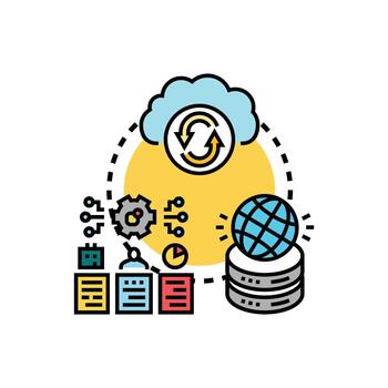 Maestro datos plataforma administración organizando nube informática vector