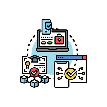 seguro paso arriba verificación proceso utilizando digital autenticación vector